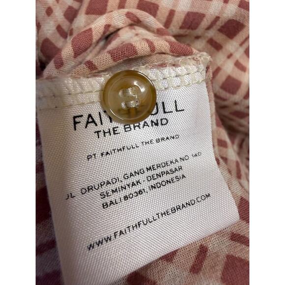 Faithfull The Brand Size MED Midi Pink Plaid Print Tie Front Preppy Cute - Picture 4 of 7